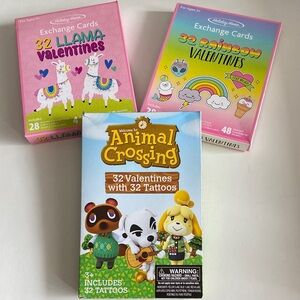 Animal Crossing and Llama Valentine Cards Set